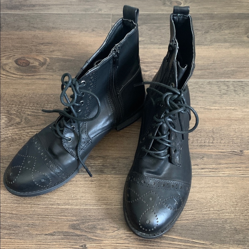 Black Lace-Up Ankle Boots